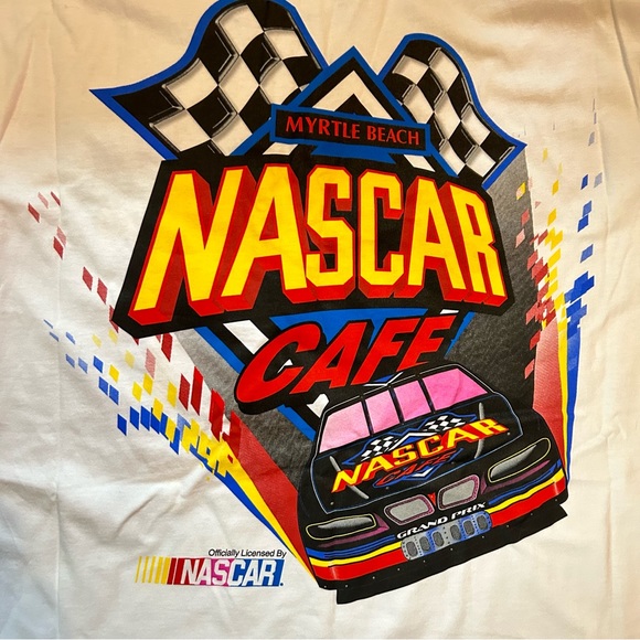 NWT Vintage 90s Nascar T-Shirt Single Stitch Myrtle Beach Cafe Made In USA - Picture 3 of 8